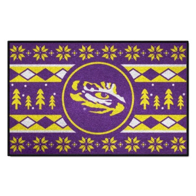 Fan Mats  LLC LSU Tigers Starter Mat Holiday Sweater Purple