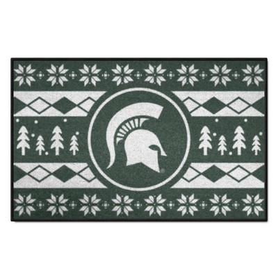 Fan Mats  LLC Michigan State Spartans Holiday Sweater Starter Mat Accent Rug - 19in. x 30in. Green