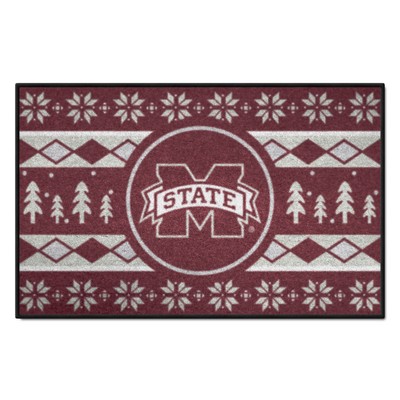 Fan Mats  LLC Mississippi State Bulldogs Holiday Sweater Starter Mat Accent Rug - 19in. x 30in. Maroon