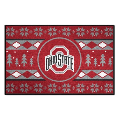 Fan Mats  LLC Ohio State Buckeyes Holiday Sweater Starter Mat Accent Rug - 19in. x 30in. Red