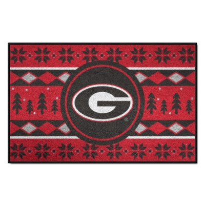 Fan Mats  LLC Georgia Bulldogs Holiday Sweater Starter Mat Accent Rug - 19in. x 30in. Red