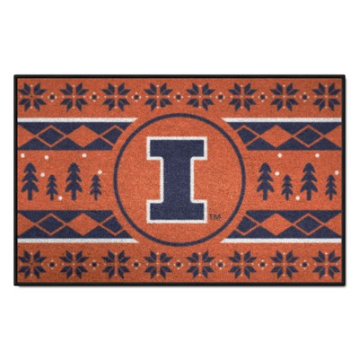 Fan Mats  LLC Illinois Illini Holiday Sweater Starter Mat Accent Rug - 19in. x 30in. Orange