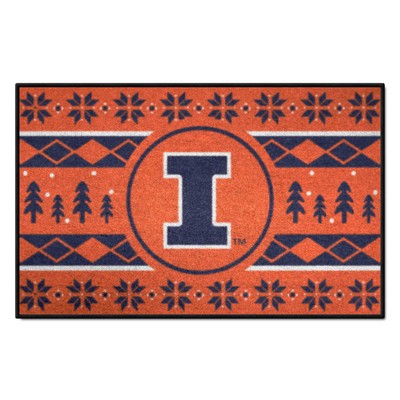 Fan Mats  LLC Illinois Illini Starter Mat Holiday Sweater Orange