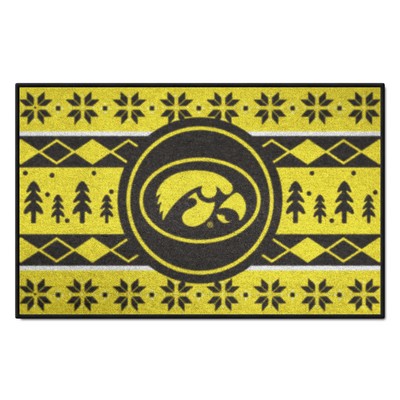 Fan Mats  LLC Iowa Hawkeyes Holiday Sweater Starter Mat Accent Rug - 19in. x 30in. Yellow