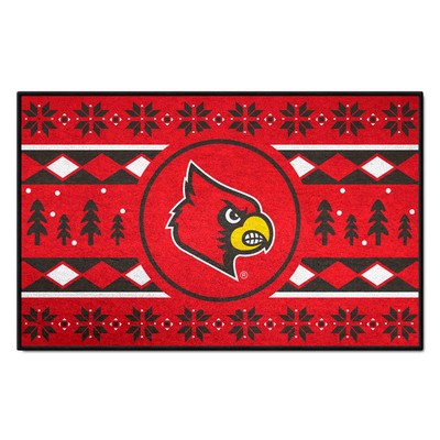 Fan Mats  LLC Louisville Cardinals Holiday Sweater Starter Mat Accent Rug - 19in. x 30in. Red