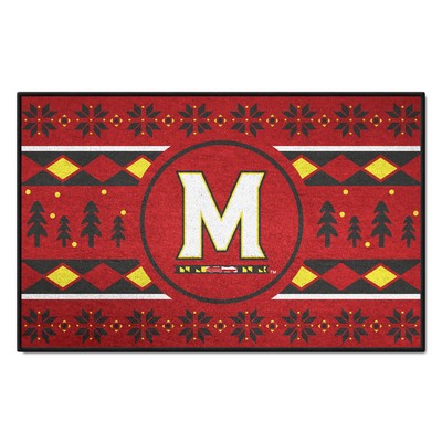Fan Mats  LLC Maryland Terrapins Holiday Sweater Starter Mat Accent Rug - 19in. x 30in. Red