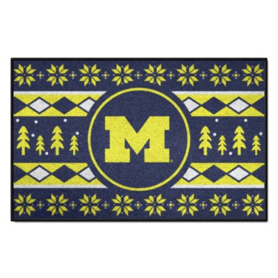 Fan Mats  LLC Michigan Wolverines Holiday Sweater Starter Mat Accent Rug - 19in. x 30in. Navy