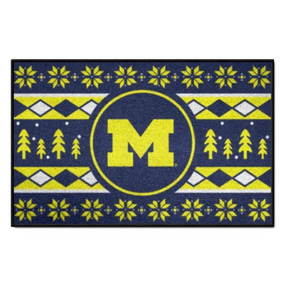 Fan Mats  LLC Michigan Wolverines Holiday Sweater Starter Mat Accent Rug - 19in. x 30in. Navy