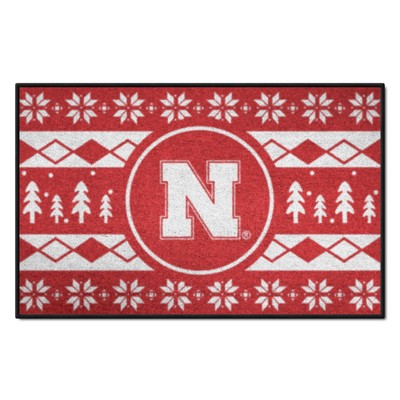 Fan Mats  LLC Nebraska Cornhuskers Holiday Sweater Starter Mat Accent Rug - 19in. x 30in. Red