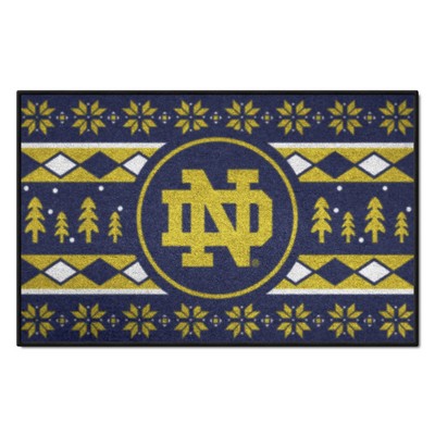 Fan Mats  LLC Notre Dame Fighting Irish Holiday Sweater Starter Mat Accent Rug - 19in. x 30in. Navy