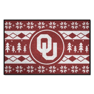 Fan Mats  LLC Oklahoma Sooners Holiday Sweater Starter Mat Accent Rug - 19in. x 30in. Crimson