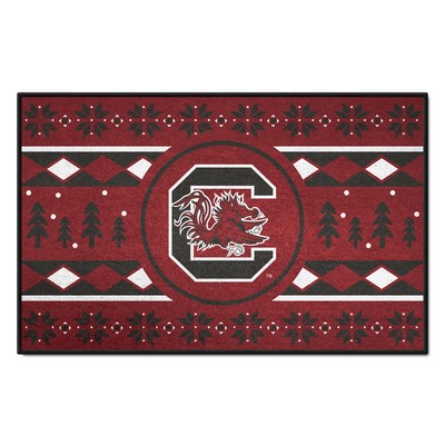 Fan Mats  LLC South Carolina Gamecocks Holiday Sweater Starter Mat Accent Rug - 19in. x 30in. Maroon