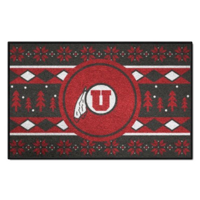 Fan Mats  LLC Utah Utes Holiday Sweater Starter Mat Accent Rug - 19in. x 30in. Black