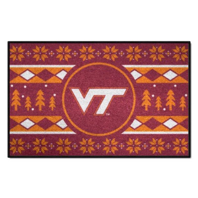 Fan Mats  LLC Virginia Tech Hokies Starter Mat Holiday Sweater Red