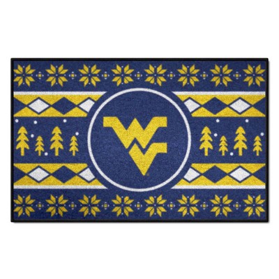 Fan Mats  LLC West Virginia Mountaineers Starter Mat Holiday Sweater Blue