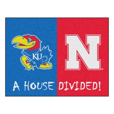 Fan Mats  LLC House Divided - Kansas/Nebraska House Divided House Divided Rug - 34 in. x 42.5 in. Multi