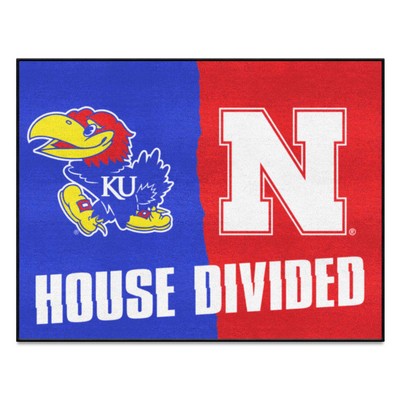 Fan Mats  LLC House Divided Kansas / Nebraska House Divided Mat Multi