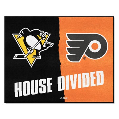 Fan Mats  LLC NHL House Divided - Penguins/Flyers House Divided Rug - 34 in. x 42.5 in. Multi