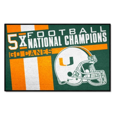 Fan Mats  LLC Miami Hurricanes Starter Mat Dynasty Green