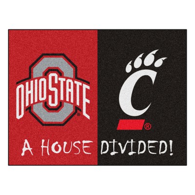 Fan Mats  LLC House Divided - Ohio State/Cincinnati House Divided House Divided Rug - 34 in. x 42.5 in. Multi