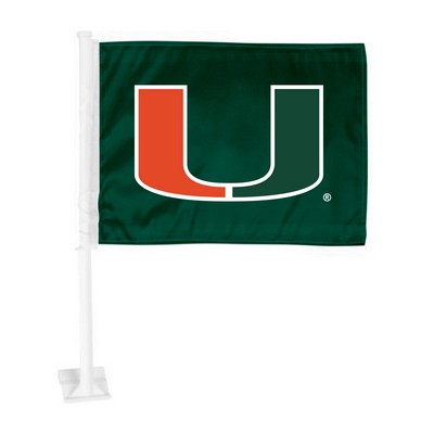 Fan Mats  LLC Miami Hurricanes Car Flag Green