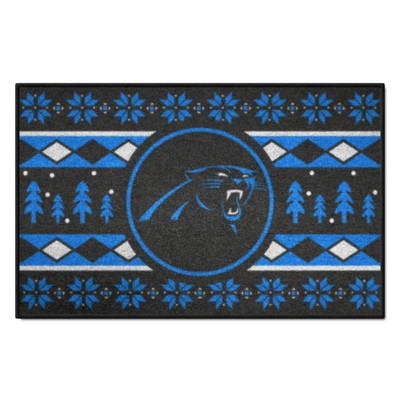 Fan Mats  LLC Carolina Panthers Holiday Sweater Starter Mat Accent Rug - 19in. x 30in. Black