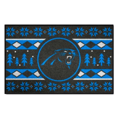 Fan Mats  LLC Carolina Panthers Holiday Sweater Starter Mat Accent Rug - 19in. x 30in. Black