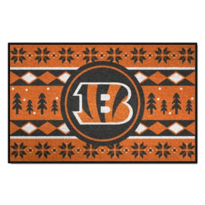 Fan Mats  LLC Cincinnati Bengals Holiday Sweater Starter Mat Accent Rug - 19in. x 30in. Orange