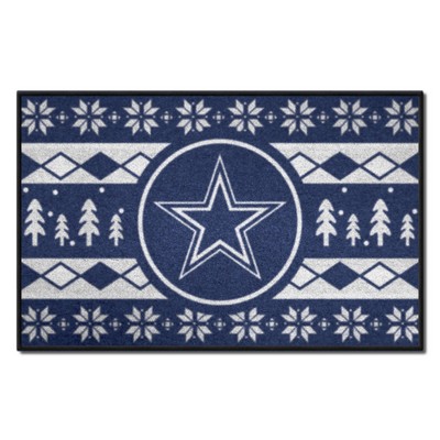 Fan Mats  LLC Dallas Cowboys Holiday Sweater Starter Mat Accent Rug - 19in. x 30in. Blue