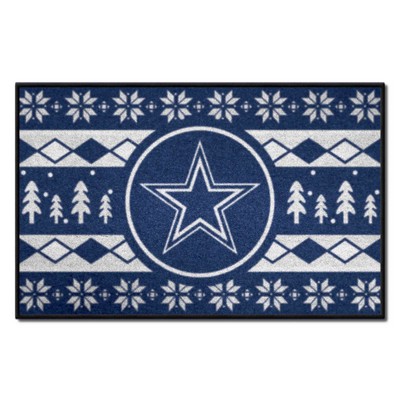 Fan Mats  LLC Dallas Cowboys Holiday Sweater Starter Mat Accent Rug - 19in. x 30in. Blue