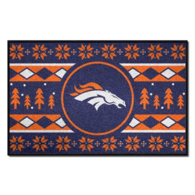 Fan Mats  LLC Denver Broncos Starter Mat Holiday Sweater Navy