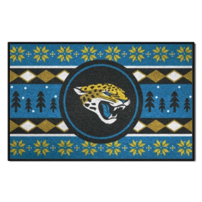 Fan Mats  LLC Jacksonville Jaguars Holiday Sweater Starter Mat Accent Rug - 19in. x 30in. Teal