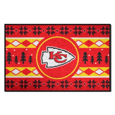 Fan Mats  LLC Kansas City Chiefs Holiday Sweater Starter Mat Accent Rug - 19in. x 30in. Red