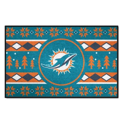 Fan Mats  LLC Miami Dolphins Holiday Sweater Starter Mat Accent Rug - 19in. x 30in. Teal