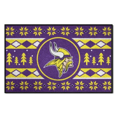 Fan Mats  LLC Minnesota Vikings Holiday Sweater Starter Mat Accent Rug - 19in. x 30in. Purple