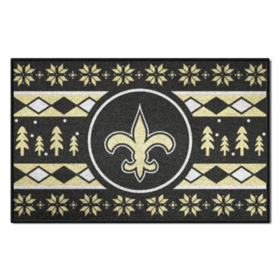 Fan Mats  LLC New Orleans Saints Holiday Sweater Starter Mat Accent Rug - 19in. x 30in. Black