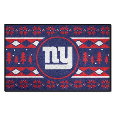 Fan Mats  LLC New York Giants Holiday Sweater Starter Mat Accent Rug - 19in. x 30in. Dark Blue