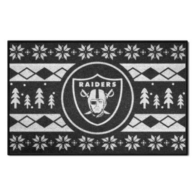 Fan Mats  LLC Las Vegas Raiders Holiday Sweater Starter Mat Accent Rug - 19in. x 30in. Black