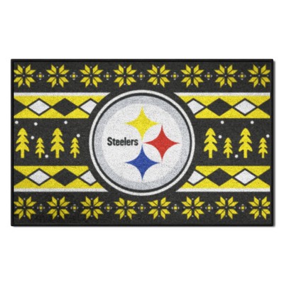 Fan Mats  LLC Pittsburgh Steelers Holiday Sweater Starter Mat Accent Rug - 19in. x 30in. Black