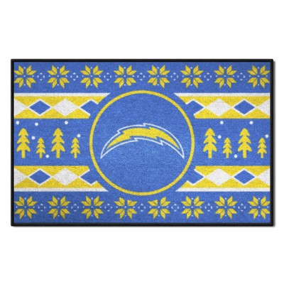 Fan Mats  LLC Los Angeles Chargers Holiday Sweater Starter Mat Accent Rug - 19in. x 30in. Blue