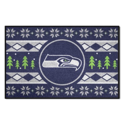 Fan Mats  LLC Seattle Seahawks Holiday Sweater Starter Mat Accent Rug - 19in. x 30in. Navy