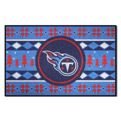 Fan Mats  LLC Tennessee Titans Holiday Sweater Starter Mat Accent Rug - 19in. x 30in. Blue