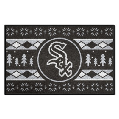 Fan Mats  LLC Chicago White Sox Holiday Sweater Starter Mat Accent Rug - 19in. x 30in. Black