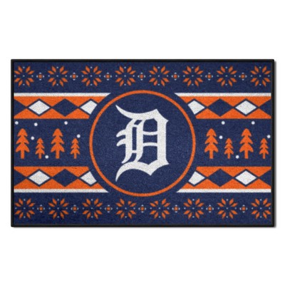 Fan Mats  LLC Detroit Tigers Holiday Sweater Starter Mat Accent Rug - 19in. x 30in. Navy