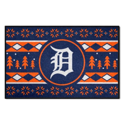Fan Mats  LLC Detroit Tigers Starter Mat Holiday Sweater Navy