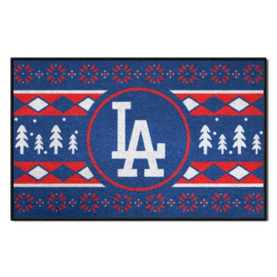 Fan Mats  LLC Los Angeles Dodgers Holiday Sweater Starter Mat Accent Rug - 19in. x 30in. Blue