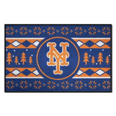 Fan Mats  LLC New York Mets Holiday Sweater Starter Mat Accent Rug - 19in. x 30in. Blue