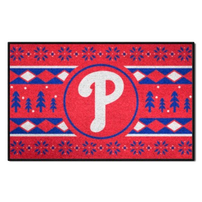 Fan Mats  LLC Philadelphia Phillies Starter Mat Holiday Sweater Red