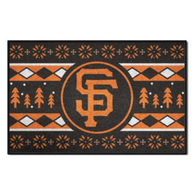 Fan Mats  LLC San Francisco Giants Holiday Sweater Starter Mat Accent Rug - 19in. x 30in. Black