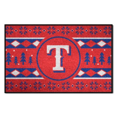 Fan Mats  LLC Texas Rangers Holiday Sweater Starter Mat Accent Rug - 19in. x 30in. Red